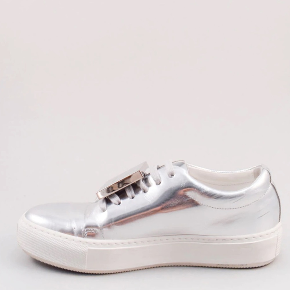 Acne Studios Silver Metallic "Adriana" Face Sneakers - Picture 3 of 15